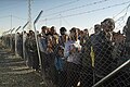 Humanitarian aid distribution in Khazar camp scape.Khazer frontline camp. Northern Iraq, Western Asia. 21 November, 2016