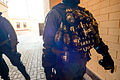 Interior troops officer fully armed with tear gas kits and stun grenades, Clashes in Kyiv, Ukraine. Events of February 18, 2014.