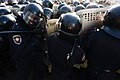 Line of interior troops holding protective position against protesters. Clashes in Kyiv, Ukraine. Events of February 18, 2014-2