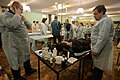 Medical volunteers performing medical aid to the wounded in a makeshift hospital. Clashes in Kyiv, Ukraine. Events of February 18, 2014