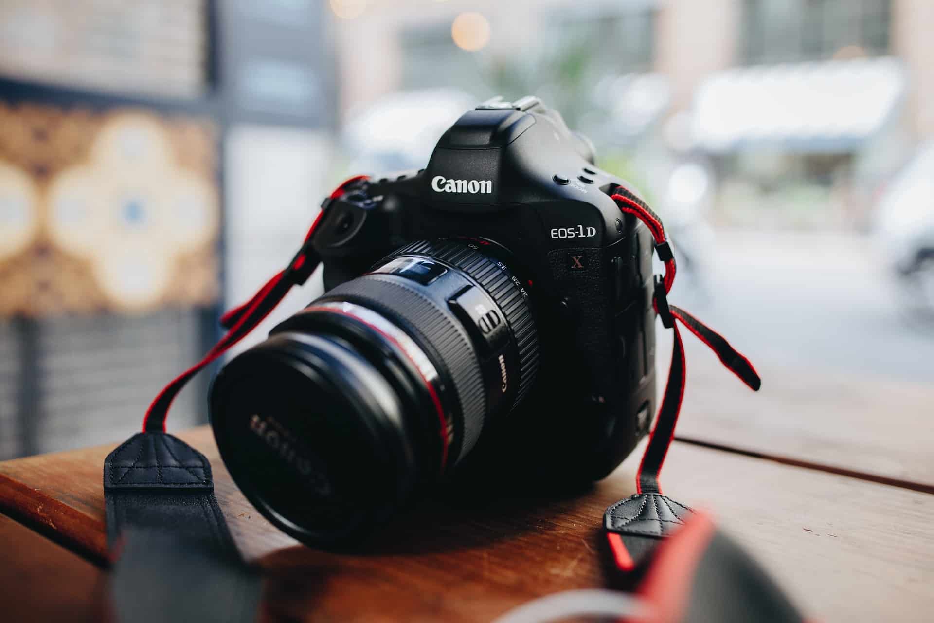 Canon camera with partial strap showing
