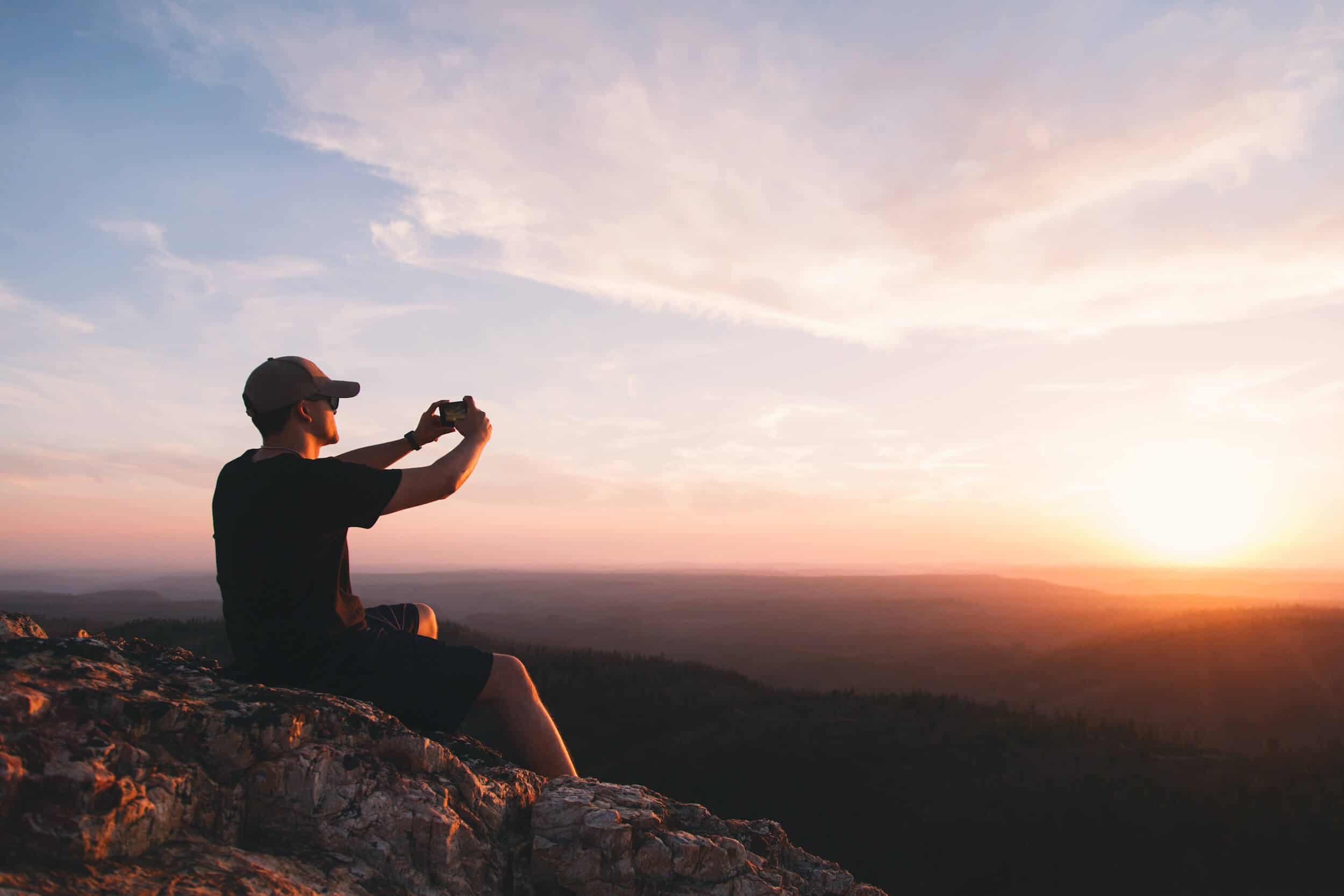 Man watching sunset
