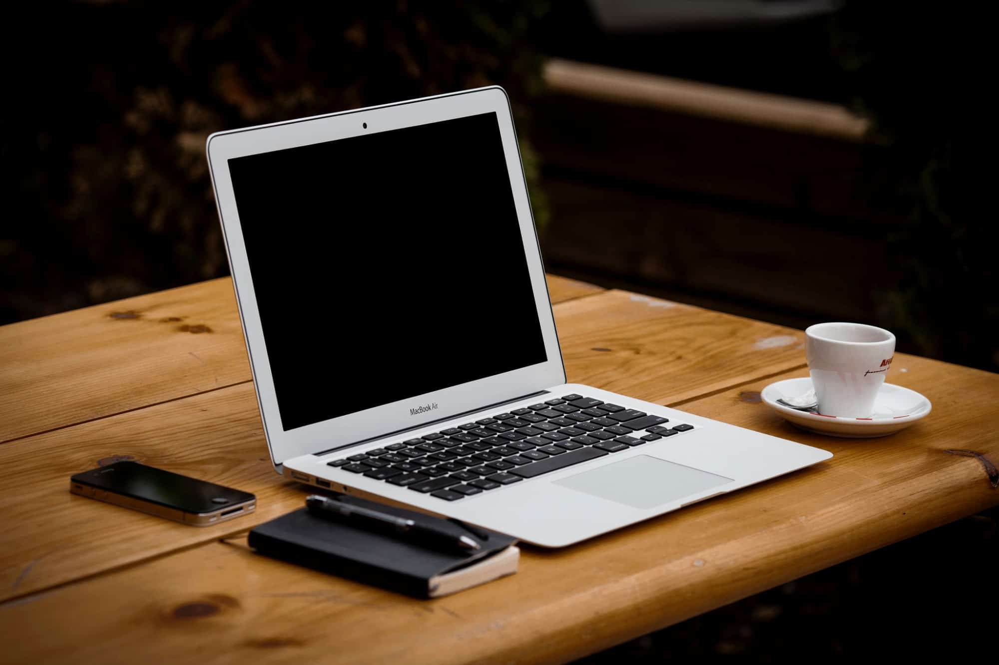 Laptop in coffee shop