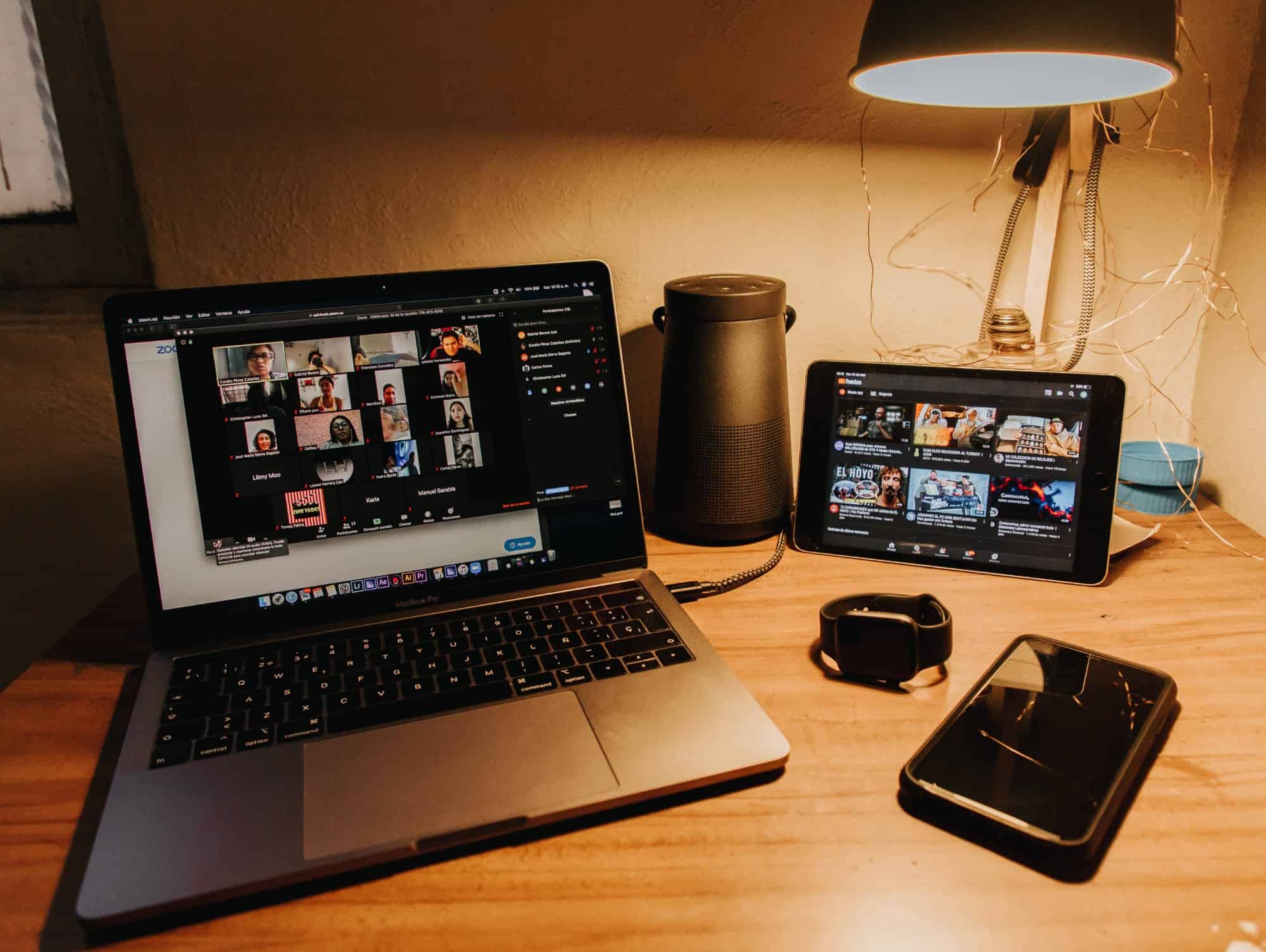 Laptop with media on screen