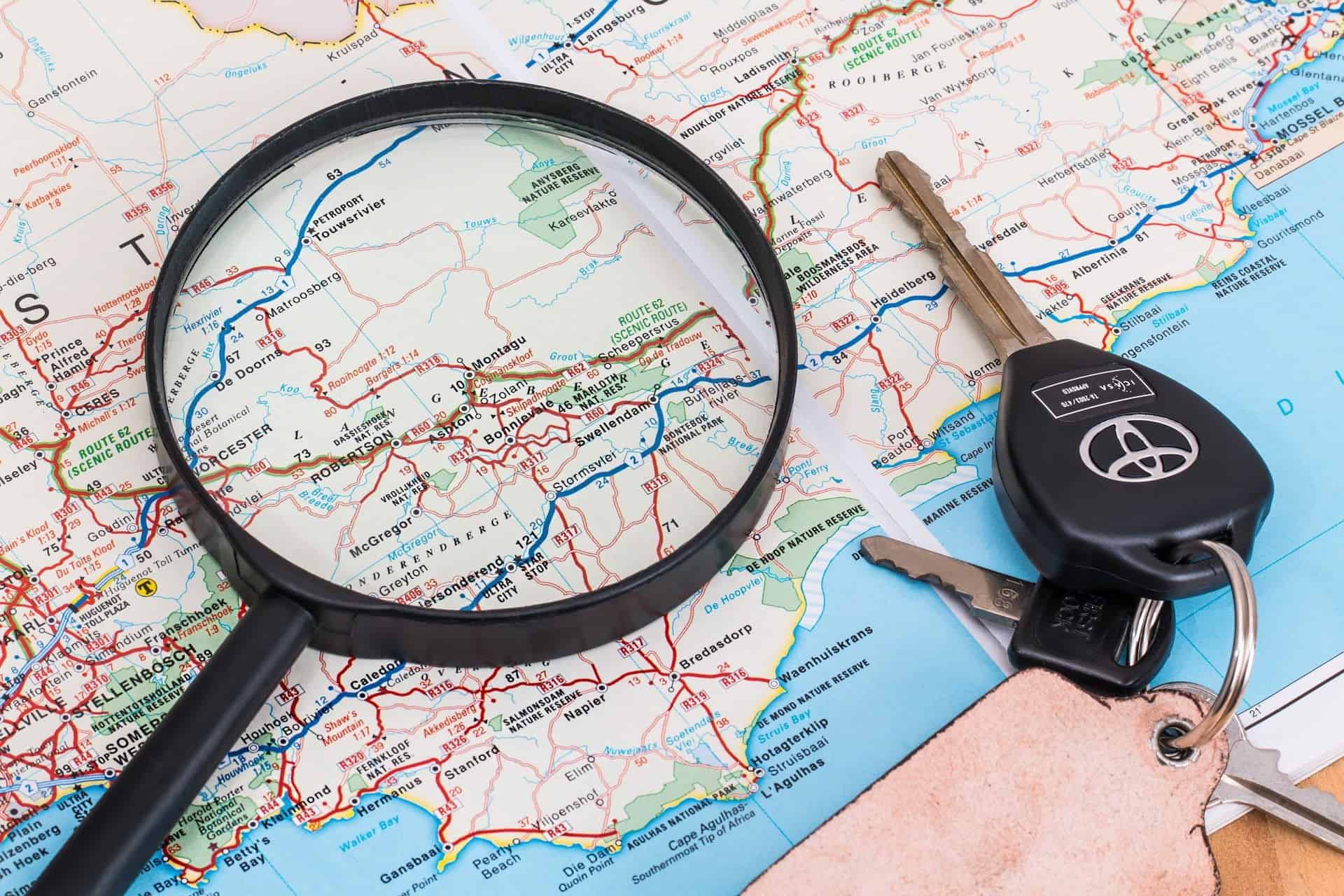 Map and car keys