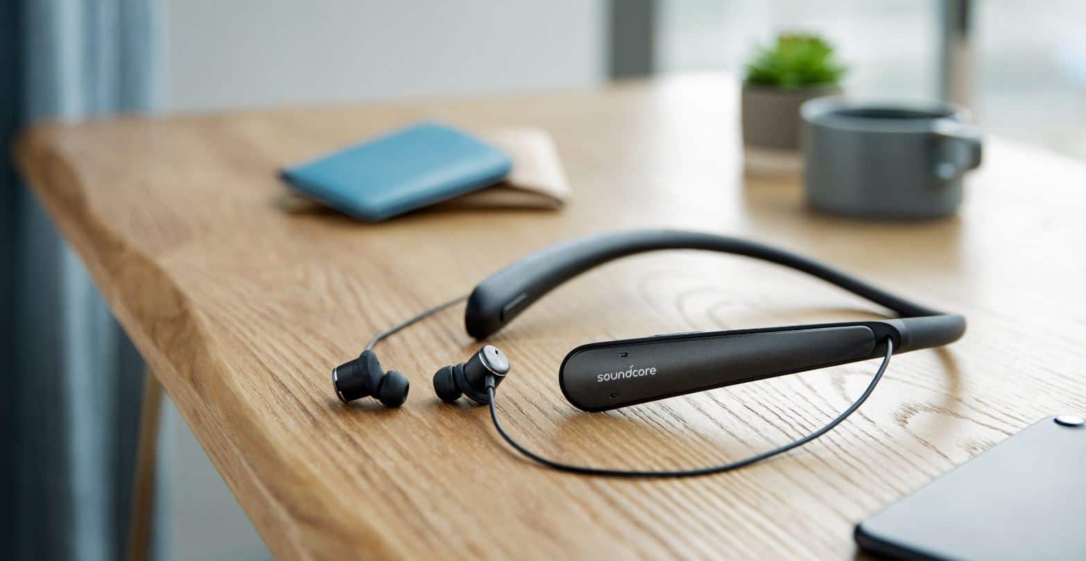 Soundcore Life NC headphones on bench